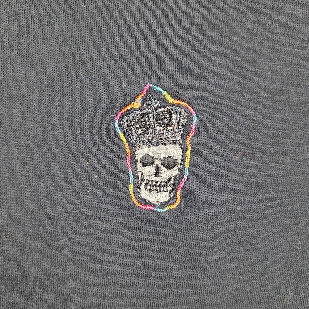 Robert Graham Lucifer Polo Shirt‎ Mens L Black Skull Crown S/S Preppy Designer - Picture 2 of 8